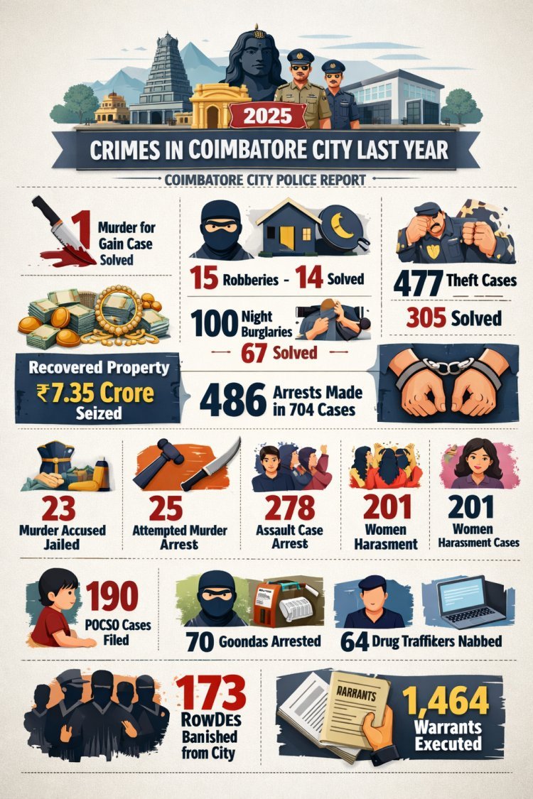 What crimes happened last year in Coimbatore city?