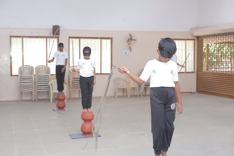 Students Create World Record by Performing Silambam Blindfolded on Pots for 4 Hours