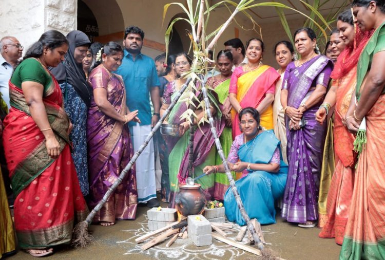 Pongal Celebrations Held with Enthusiasm at District Collectorate and Coimbatore Corporation Offices