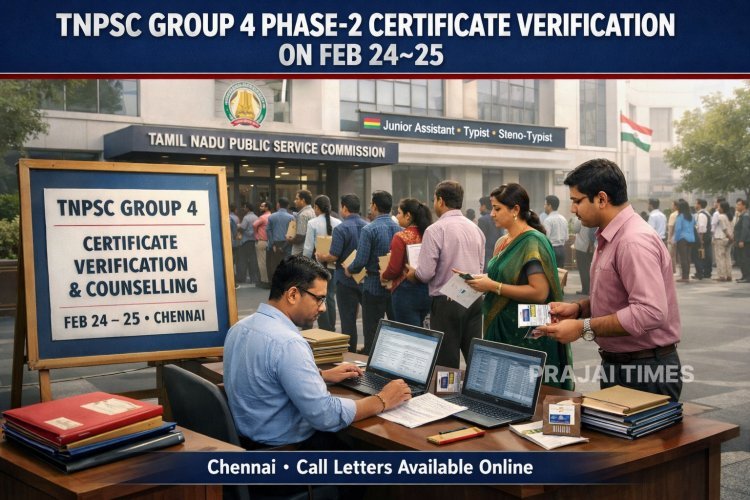 TNPSC Group 4: Certificate Verification and Counselling on Feb 24 & 25