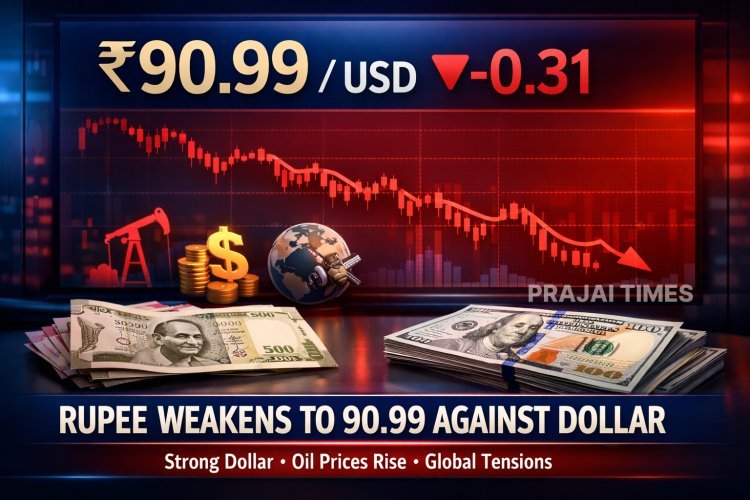 Rupee Falls 31 Paise to Close at 90.99 Against US Dollar