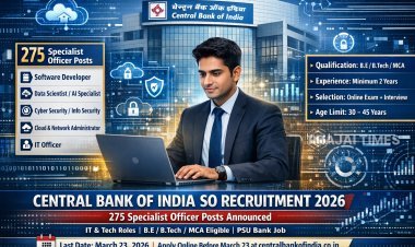 Central Bank of India Recruitment 2026: 275 Specialist Officer Vacancies Announced