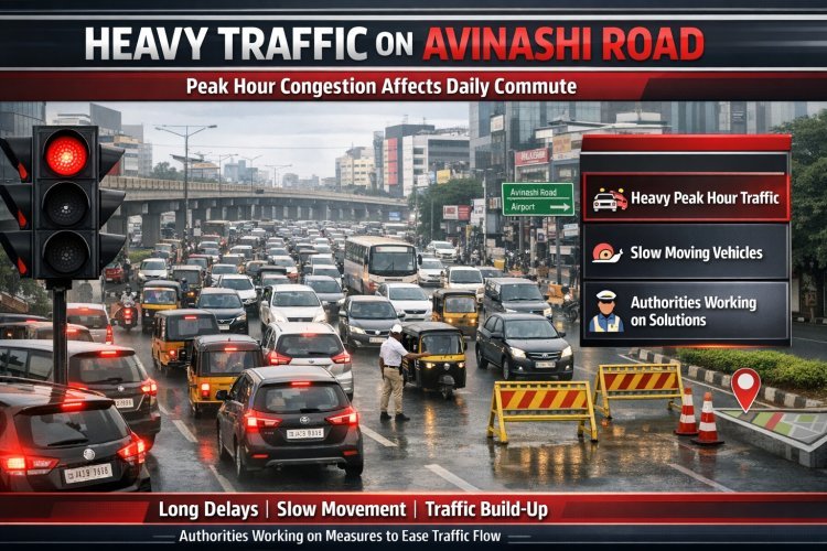 Heavy Traffic Reported on Avinashi Road in Coimbatore