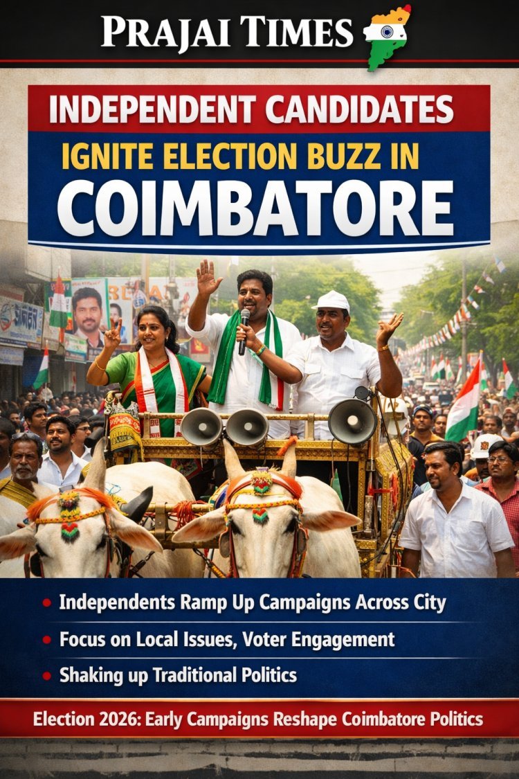 Candidates filed nominations using bullock carts, bicycles, and farming tools to connect with rural voters in Coimbatore.