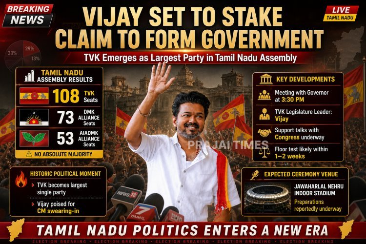 TVK Leader Vijay to Meet Governor Arlekar to Stake Claim for Forming Government in Tamil Nadu
