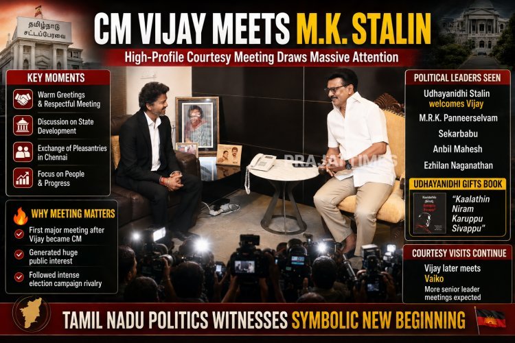 Chief Minister Joseph Vijay Meets MK Stalin at His Residence, Receives Greetings