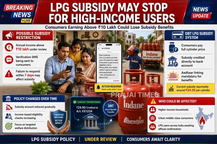 LPG Subsidy May Be Stopped for Consumers Earning Above Rs. 10 Lakh Annually