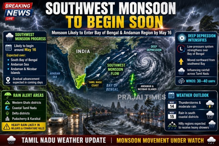 Southwest Monsoon Likely to Begin Over Andaman Region by May 16, Says Chennai Weather Department