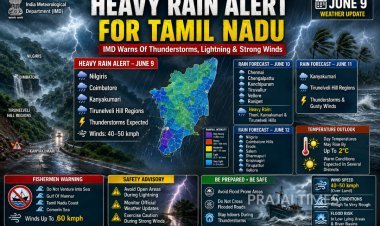 Heavy Rain Likely in 4 Tamil Nadu Districts Today; IMD Issues Thunderstorm and Fishermen Warning