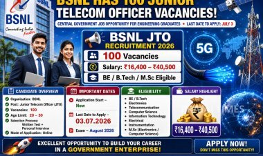 BSNL Recruitment 2026: Applications Open for 100 Junior Telecom Officer Posts