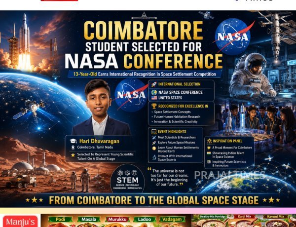 Coimbatore Student Selected to Participate in Prestigious NASA Space Conference in USA