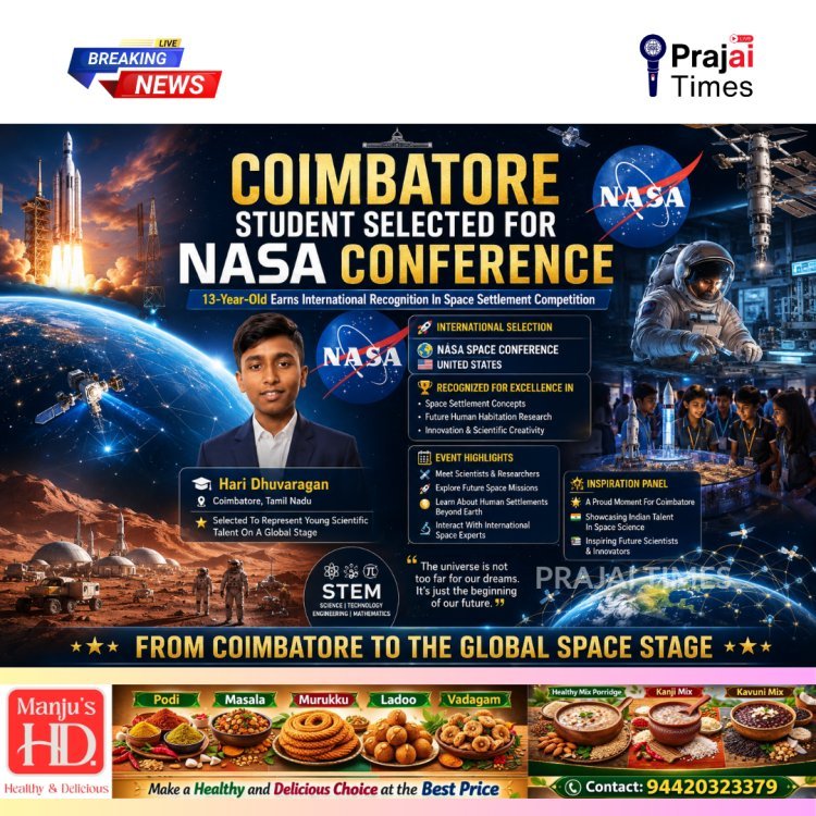 Coimbatore Student Selected to Participate in Prestigious NASA Space Conference in USA