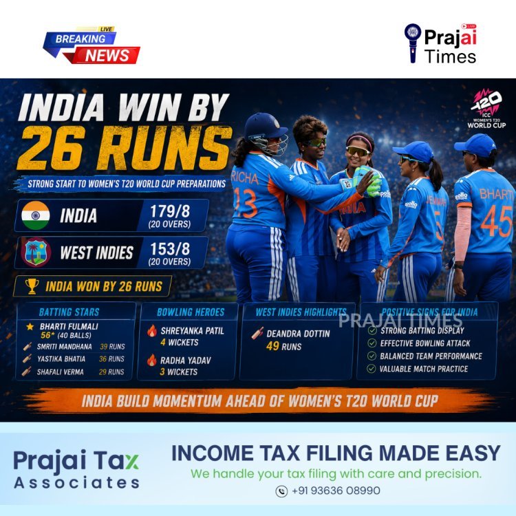 India Defeat West Indies by 26 Runs in Women's T20 World Cup Warm-Up Match