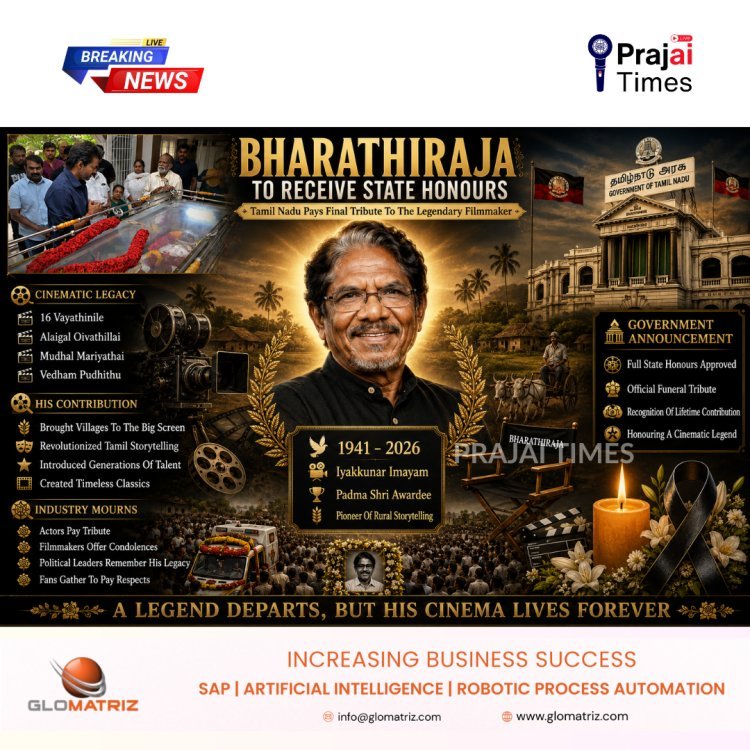 Tamil Nadu Government to Accord State Honours to Legendary Director Bharathiraja, Announces CM Vijay