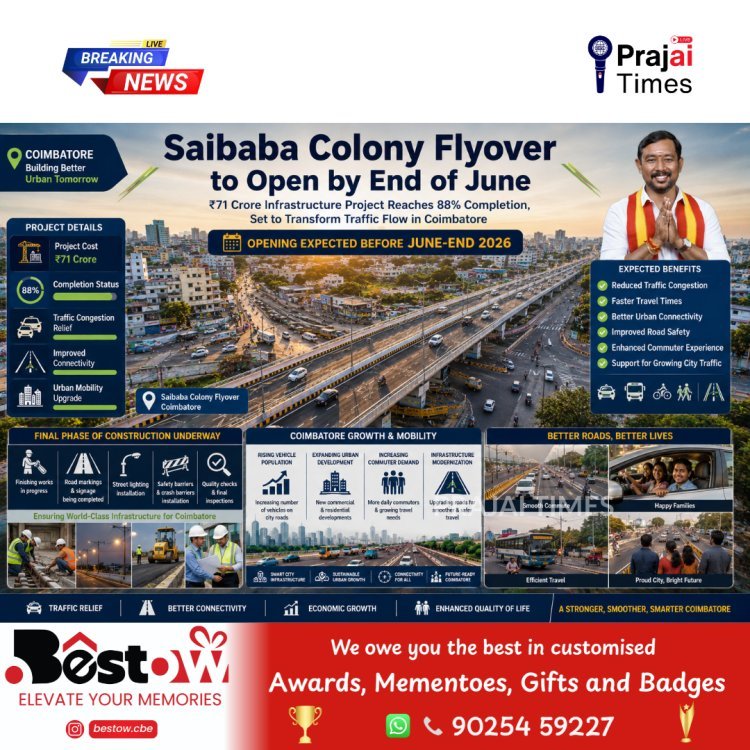 Saibaba Colony Flyover in Coimbatore Likely to Open for Public Use by June End: Minister Sampath Kumar
