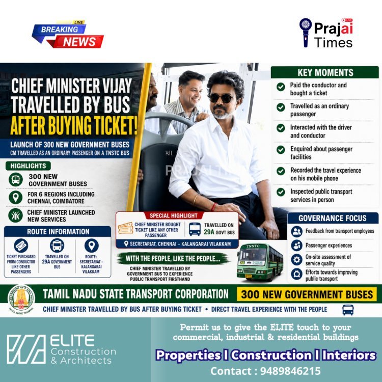 Tamil Nadu Chief Minister Joseph Vijay Travels by Government Bus, Purchases Ticket Like a Regular Passenger