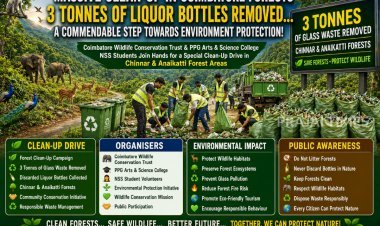 Nearly 3 Tonnes of Liquor Bottles Cleared from Chinnar and Anaikatti Forest Areas in Coimbatore