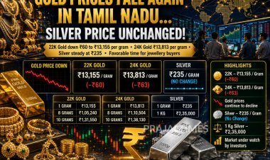 Tamil Nadu Gold & Silver Price Today: Gold Falls Further, Silver Prices Remain Unchanged