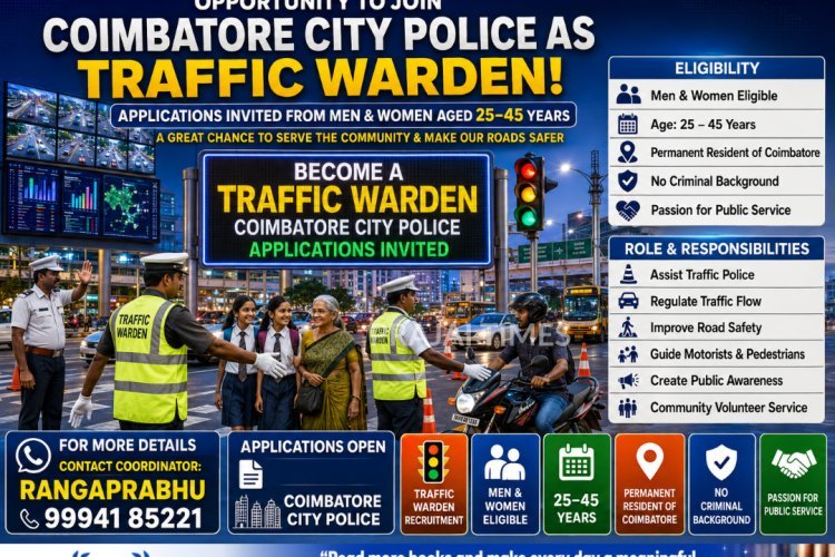 Coimbatore City Police Invites Applications for Traffic Wardens: Eligibility and Contact Details