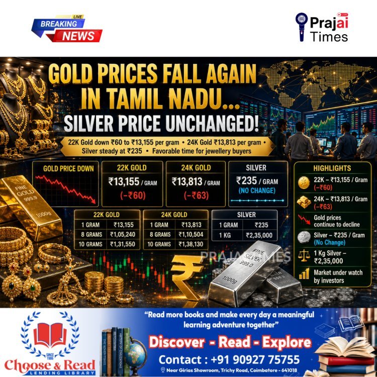 Tamil Nadu Gold & Silver Price Today: Gold Falls Further, Silver Prices Remain Unchanged