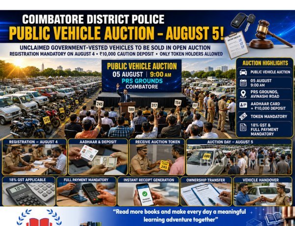 Coimbatore Police to Auction Unclaimed Vehicles on August 5: Registration Details Announced