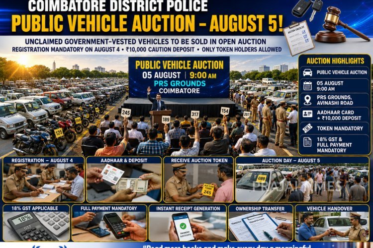 Coimbatore Police to Auction Unclaimed Vehicles on August 5: Registration Details Announced