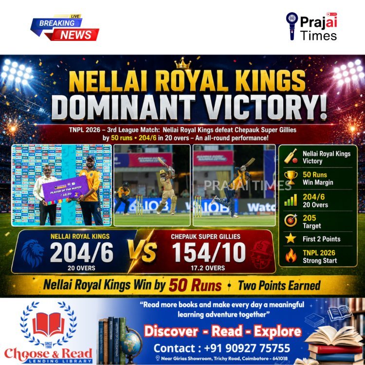 Nellai Royal Kings Crush Chepauk Super Gillies by 50 Runs in TNPL 2026