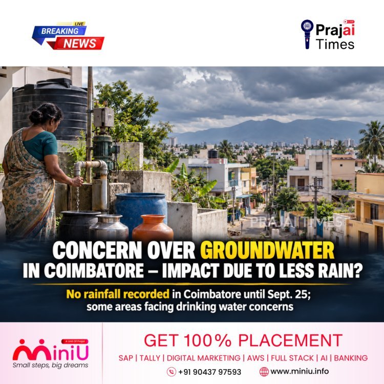 Concern Over Groundwater Levels in Coimbatore Amid Limited Rainfall